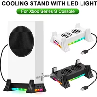 White for Xbox Series S Game Console Holder Cooling Fan 3 Gear Adjustment Game Console Stand Cooling System with Color Light