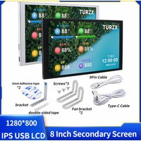 TURZX 8 Inch Secondary Screen IPS USB LCD CPU GPU RAM 1280*800 Computer Monitor Extende Desktop For Windows 10 11