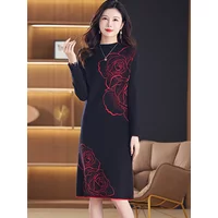 Female Korean Vintage Luxury Prom Clothing Autumn Winter Black Knitted Floral Pullovers 2024 Elegant Bodycon Festival Sweaters
