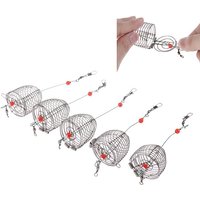5PCS Cage Bait Cage Fishing Bait Cage Stainless Steel Metal Fishing Bait Cage Fishing Nesting Device Nesting Gear Accessories