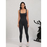Women's Yoga Ribbed One Piece Tank Tops Rompers Sleeveless Exercise Jumpsuits