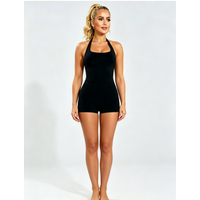 2Pcs HISTELLO Sports Yoga Gym Wear Women Backless Halter Top High Stretch Seamless Shorts Body Shaping Breathable Fitness Set