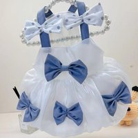 Thin Breathable Dog Princess Dress Lightweight Bow Design Cat Gauze Dress Comfortable Soft Pet Lace Skirt Small Dogs