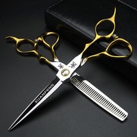 XUANFENG Professionelle Haarschere mit Goldgriff, 6,5 Zoll, aus 440C-Stahl, Friseurschere zum Schneiden und Ausdünnen.
