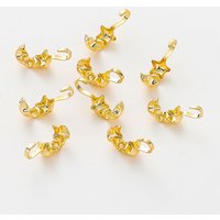 20pcs/lot 14K 18K Gold Color Star Shape Necklace End Crimp Beads With Hook Calotte Cover Beads For DIY Jewelry Making Components