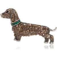 Vintage Lovely Dog Brooches For Women Unisex Full Rhinestone Dachshund Puppy Pets Animal Party Casual Brooch Pins Gifts