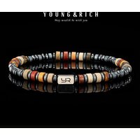 YOUNG & RICH Bracelet de luxe en hématite de jaspe Picasso 4mm, accessoire de Niche de Style bohème, Bracelet unisexe fabriqué à la main