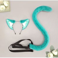 New Handmade Mint Cat Ear Hair Band HeadgearSpread ShowCosProps AnimeCat Mother Animal Ear Animal TailSet fairy tail cosplay