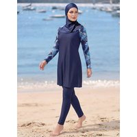 3PCS/set long sleeved printed Islamic style burkini, women's UV resistant swimsuit, breathable quick drying Muslim beachwear
