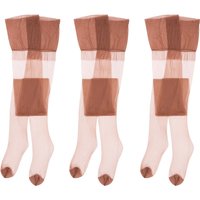 3 Paar Retro-Kaffeefarbene Strümpfe für Damen, verstärkte Zehenpartie, lange Beine, formende Strümpfe, reines Nylon, durchsichtige, sexy Strumpfwaren