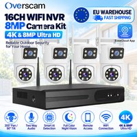 16-Kanal-WLAN-NVR-Kamerasystem, 4K, 8 MP, 2-Kamera-Set, Dual-Objektiv-PTZ, kabellose Sicherheitskameras mit Zwei-Wege-Audio, KI-basierter Bewegungserkennung, Infrarot-Nachtsicht, mobiler Fernzugriff,