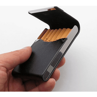 1Pc PU Leather Cigarettes Card Case Classical Metal Cigarette Box Smoking Tobacco Case, also used as a business card holder