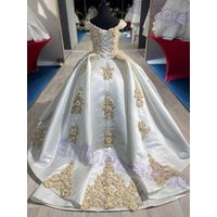 Elegant Satin Flower Girl Dress for Wedding Off Shoulder Applique Floor Lenght Infant Baptism Gowns First Communion Gowns Custom