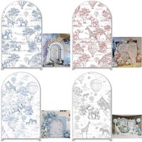 Mehofond Custom 2-Sided Toile De Jouy Safari Elegant Kids Birthday Party Baby Shower Cover Chiara Arch Background Decor Backdrop