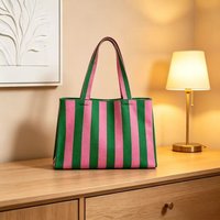 2026 New Bohemian Style Knitted Striped Woven Bag Large Capacity Yarn Handheld Tote Bag image 4
