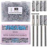 200/100pcs 3mm Mini Sanding Bands with Mandrel Set Electric Manicure Accessories Tool For Dead Skin Remove 80/120/180/240 Grits