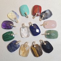 1pc Natural Stone Square Charms Pendant Amethyst Tiger Eye Crystal Pendant for Jewelry Making Earrings DIY Accessories