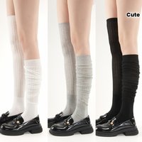 1 Pair Women'S Calf Socks Fashion Lolita Knee-Length Socks Comfort Breathable Solid Simple Vertical JK Stockings Over Knee Socks