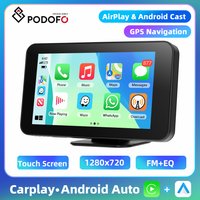 Podofo 4.7'' Monitor Samochodowy EQ FM GPS Smart Screen Player Carplay Android Auto Bluetooth Transmisja FM Airplay Android Cast AUX