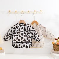 HapplyFlute Cute Art Hoodie Feeding Apron Children's Eating Drawing Anti Stain Protection Baby Bibs Waterproof Long Sleeves