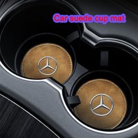 Car round suede cup mat,non-slip and anti-fouling,car accessories,for mercedes-benz CLA CES CLS SLK GLK CLK SLS CLG GLE GLC GLB