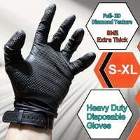 Extra Thick 8 Mil Heavy Duty Disposable Nitrile Gloves,with Diamond Texture,Latex & Powder Free,security Protection Work Gloves
