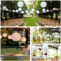 24pcs Round Chinese Paper Ball Lampion White Hanging Wedding Decoration Paper Lantern Lampshade Birthday Party Favor Decor