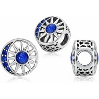 2026 New 925 Sterling Silver Original Bead Empty Strands Sun Moon Elements Blue Zircon Beads DIY Charms for Bracelet Jewelry