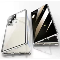 360° Protection Anti Peeping Metal Magnetic Double Sided Glass Snap Lock Case For Samsung Galaxy S26 S25 S24 S23 S22 Ultra Plus