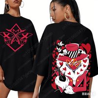 Hazbin Hotel Graphic T-shirt Valentino Cartoon Double sided Printed Tee O-Neck Fashion Street Wear Summer Adult's Beach T-shirts