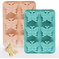 Pink/Blue 6-Hole Butterfly Silicone Mold for Cakes, Soap, Jelly, Gelatin, Wax - Silicone Cake Mold for Making Decorative Treats