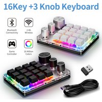 Bluetooth Macropad Macro Mechanical Keyboard 16 Keys 3 Knob RGB Mini Gaming Custom Programming Hotswap Keypads For Photoshop
