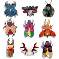 Creative Cute Splicing Beetle Acrylic Brooches for Women Funny Cartoon Insect Animal Badge Pins Jewelry Clothes Accessories Gift