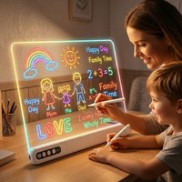 Tableau de dessin LED pour enfants, rechargeable, en acrylique lumineux, avec minuterie et support intégré, batterie numérique