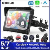 BEPOCAM 5/7inch Carplay Motorcycle DVR Navigation GPS Wireless CarPlay Android Auto Airplay Display Screen Portable Moto Monitor