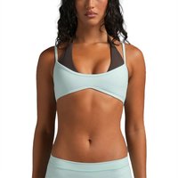 Color Block Halter Sports Bra Women Built-in Shelf Bra Adjustable Strap Cami Fake Two Piece Gym Workout Tank Top