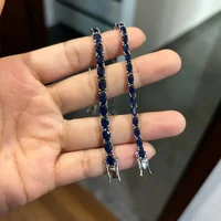 VivoGold Luxury Solid Platinum PT950 Blue Oval Moissanite Bracelet Ins Women's Niche Design Simple Fashion Bracelet
