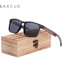BARCUR Holzsonnenbrille für Herren, polarisiert, natürliches Walnussholz, Sonnenbrille, Damen, polarisierte Brillen, UV400-Brillen, Oculos