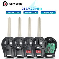 KEYYOU 315MHZ/433Mhz Remote Car Key For Nissan Sylphy Juke Rogue Micra Qashqai Altima Maxima Sentra Versa 46 Chip CWTWB1U751