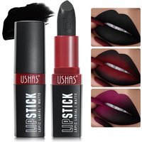 USHAS Black Matte Lipstick Holloween Party Long Lasting Lipsticks Waterproof Anti-smudge Gothic Velvet Lip Makeup Cosmetics