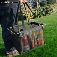 IGT unit mesh water filter basket, outdoor camping black storage basket, bowl and cup storage bag, durable and portable
