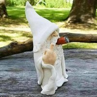 top quality smoking white white beard old man smoking scissors hand resin decoration ornaments with middle finger garden gnomes