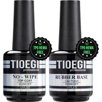 TIOEGI TPO HEMA FREE Rubber Base Gel 15ml No Wipe Top Super Bright Long-Lasting Gel Nail Polish Semipermanent Upgrade Recipe Lak