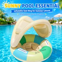 1PC Pool Floats, Sun Protection Inflatable Ring with Canopy, Swimming Float for Bath Beach Tub Shower Summer