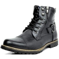 Fashion Men Boots Leather Round Toe Grid Pattern Square Heel Males Shoes Exquisite Leisure Design Men Motorcycle Boot Size 38-48
