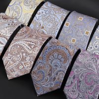 New Design Paisley Ties For Men Business Wedding Party Gift Blue Grey Neckties Tuxedo Suit Shirt Daily Wear Cravat Accessories