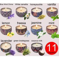 1 Pack of Ham-Scented Aromatherapy Candles, Small Tin Can Aromatherapy Candles, Available in White Tea Flower, Mint, Foxtail Grass, Honeysuckle, Bluebell, Jasmine, Lemongrass, Vanilla, Freesia,
