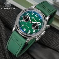 ADDIESDIVE Hot Sale AD2516 Watch For Men Chronograph 316L Steel Bubble Mirror Glass Super Luminous 100m Diving VK64 Quartz Watch