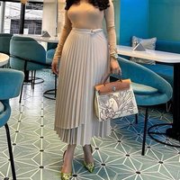 Women Skirts Pleated Irregular Solid High Waist A Line Mid Calf Skirts Elegant Lady Regular Casual Folds Summer Beach 2025