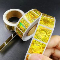 500/1000pcs Holographic Golden Square Laser Stickers in rolls, VOID Anti-Counterfeit Unique Serial Number Seals Label for Box